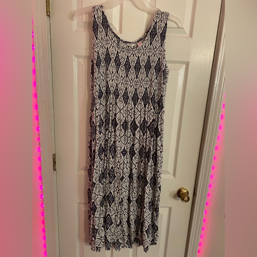 Blue and white dress